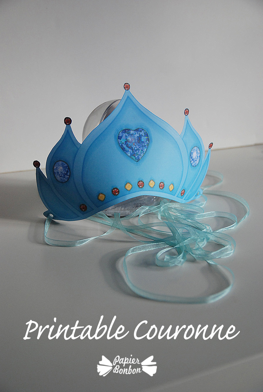 Couronne en papier – Printable crown Frozen blue – Papier Bonbon
